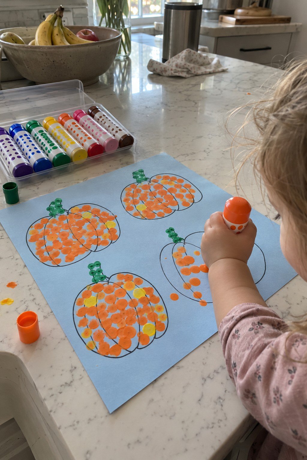 Dot marker pumpkin patch easy toddler Thanksgiving craft