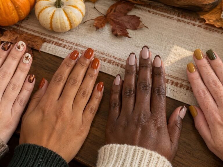 thanksgiving nails short simple, MessyBunsAndMagic